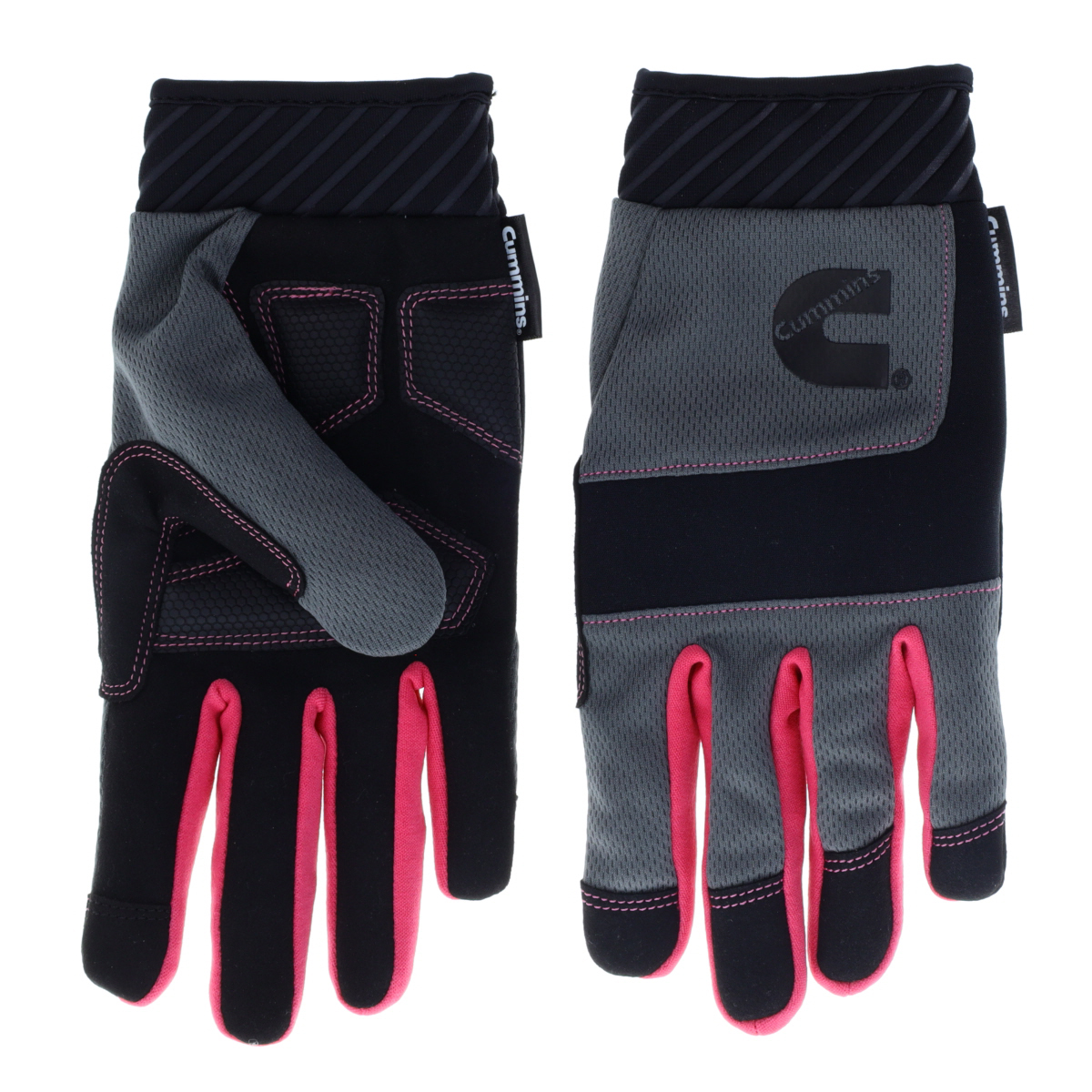 Womens Mechanic Gloves, Gray/Pink