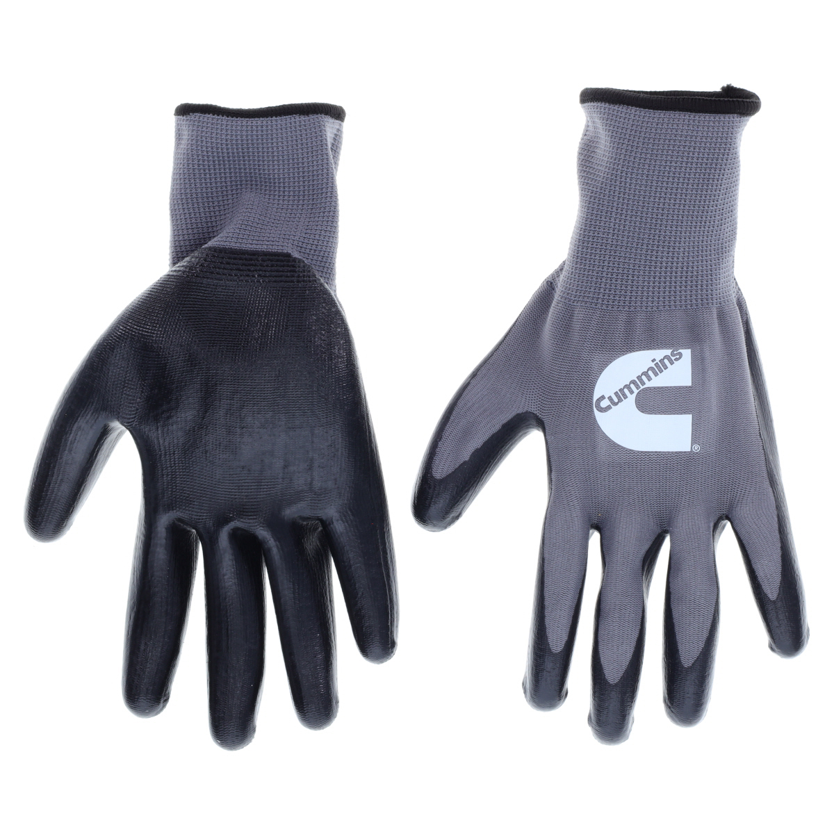 Gray Nitrile Dipped Palm Gloves, Large